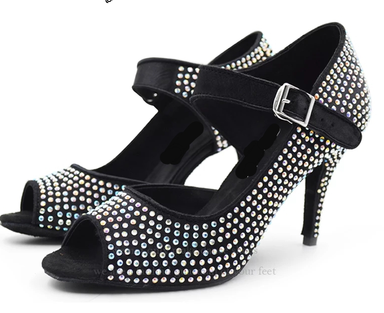 PRINCESS (black crystals) - size 7 heels 6cm or 7.5cm $60 (Original $120)